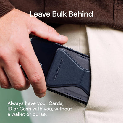 Dark Blue Leather Phone Wallet Stand