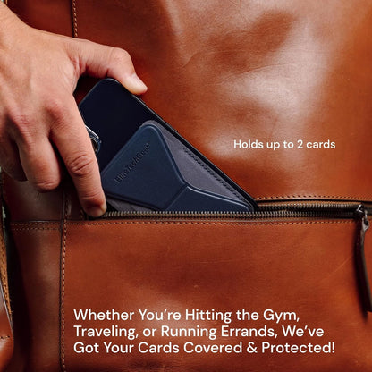 Dark Blue Leather Phone Wallet Stand